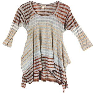 Sundance Multi Color Asymmetric Burnout Stripe Top XS